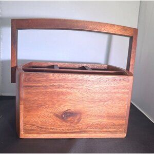 Handcrafted Wooden Cedar Utensil Caddy With Handle By The Cellar